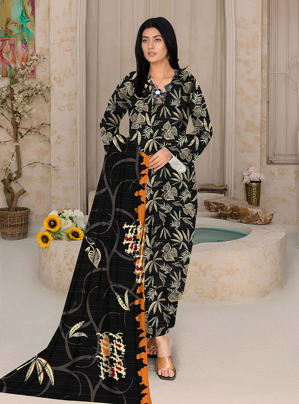 3 Piece - Printed Lawn Suit D#23
