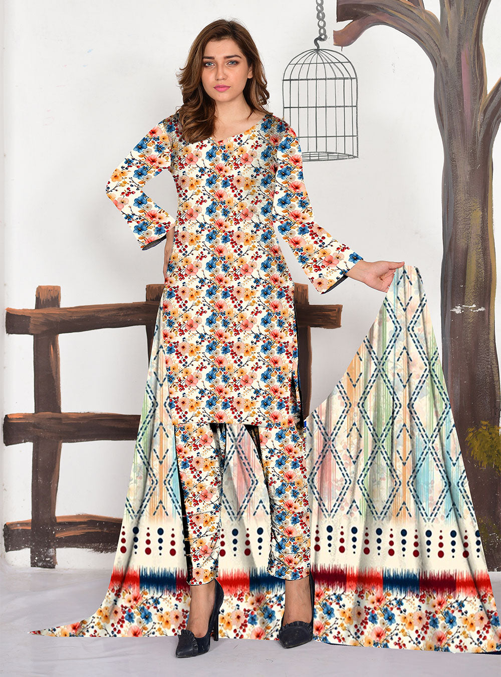 3 Piece - Printed Lawn Suit D#26